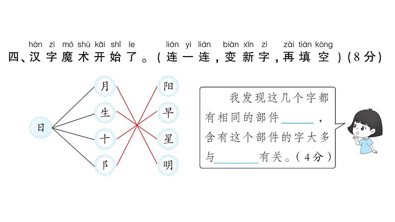 小学语文新部编版一年级下册第二单元综合训练课件（2025春）第6页