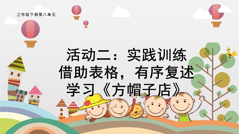 部编版小学语文三下第八单元大单元【活动二：学习《方帽子店》】教学设计课件第1页