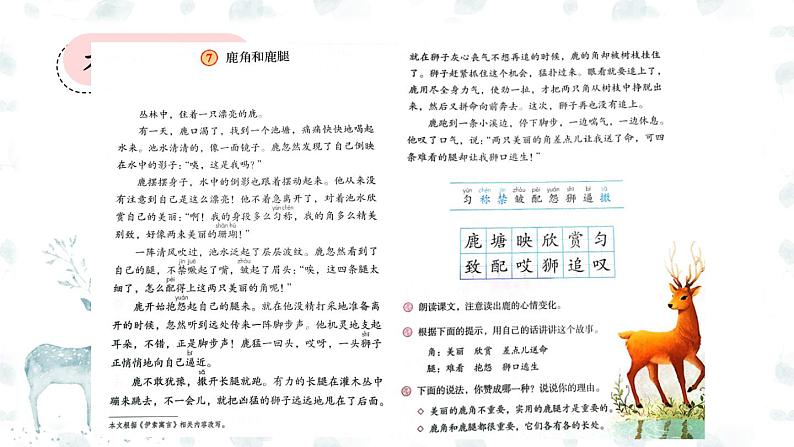 统编版小学语文三年级下册 第二单元 7《鹿角和鹿腿》课件（第一课时）第4页