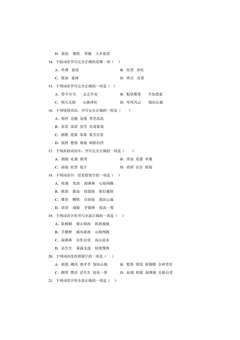 2024～2025学年统编版六年级上册语文期末训练专题：字形试卷(含答案)第3页