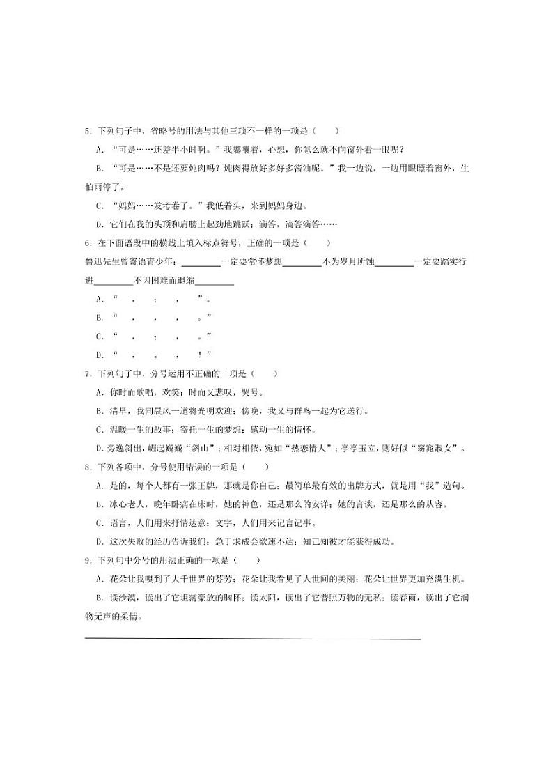 2024～2025学年统编版六年级上册语文期末训练专题：标点符号试卷(含答案)第2页