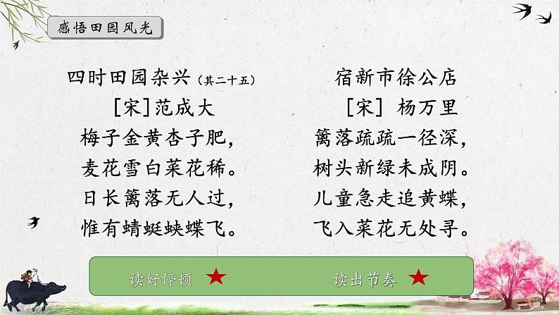 统编版小学语文 四年级下册 第一单元 1 古诗词三首《四时田园杂兴（其二十五）、 宿新市徐公店》学习任务群教学课件第8页