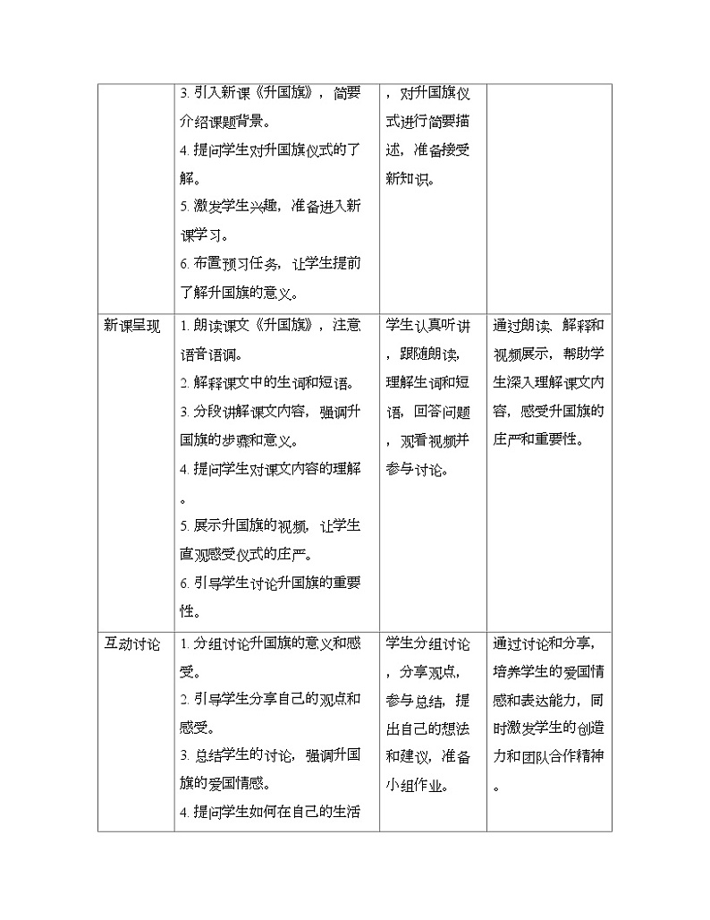 8 升国旗 教案 小学语文一年级上册（统编版2024）第2页