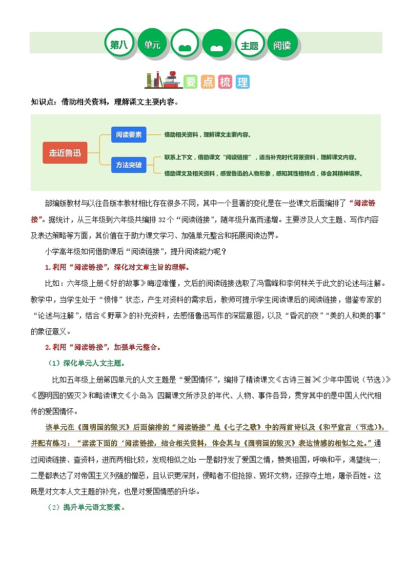 第八单元“走近鲁迅”（主题阅读）练习-2024-2025学年六年级语文上册阅读理解（统编版）第1页