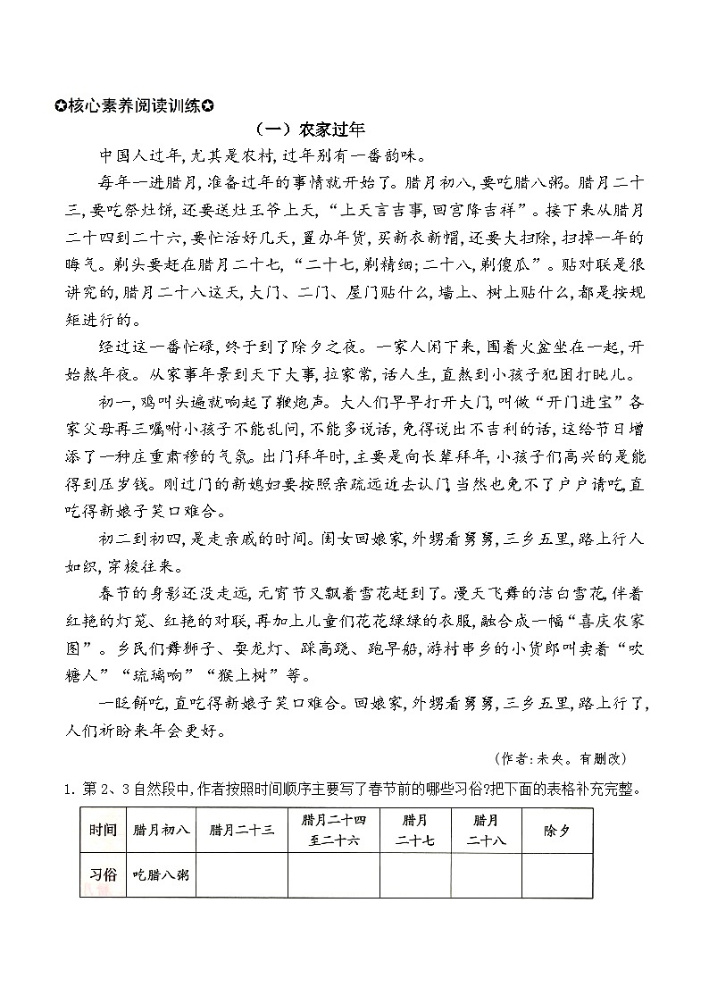 六年级下册第一单元“民风民俗“要素解读+方法突破+主题阅读训练-2024-2025学年语文统编版第2页