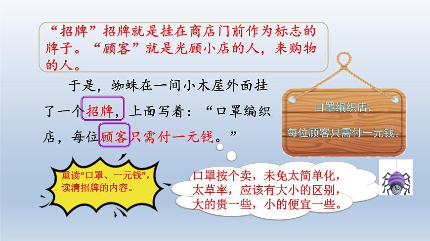 2025春二年级语文下册第7单元第20课蜘蛛开店第二课时课件（统编版）第8页