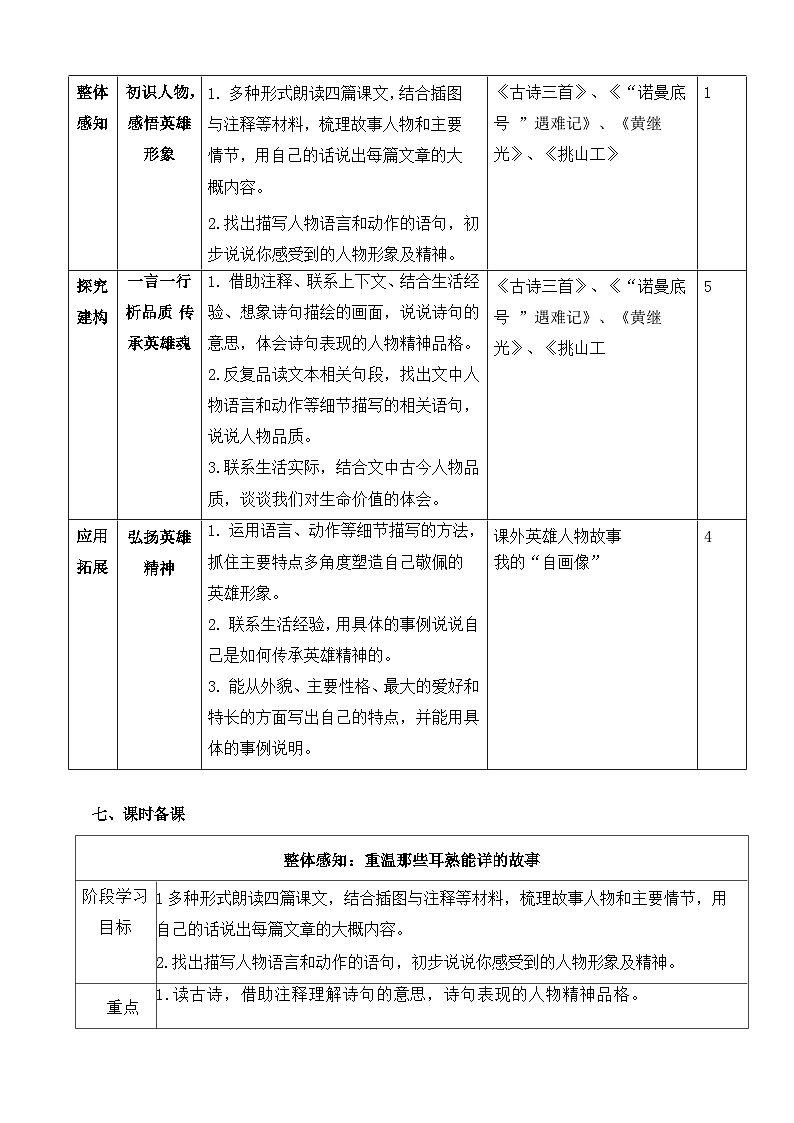 部编版 四年级下册 语文 第7单元 教学设计第3页