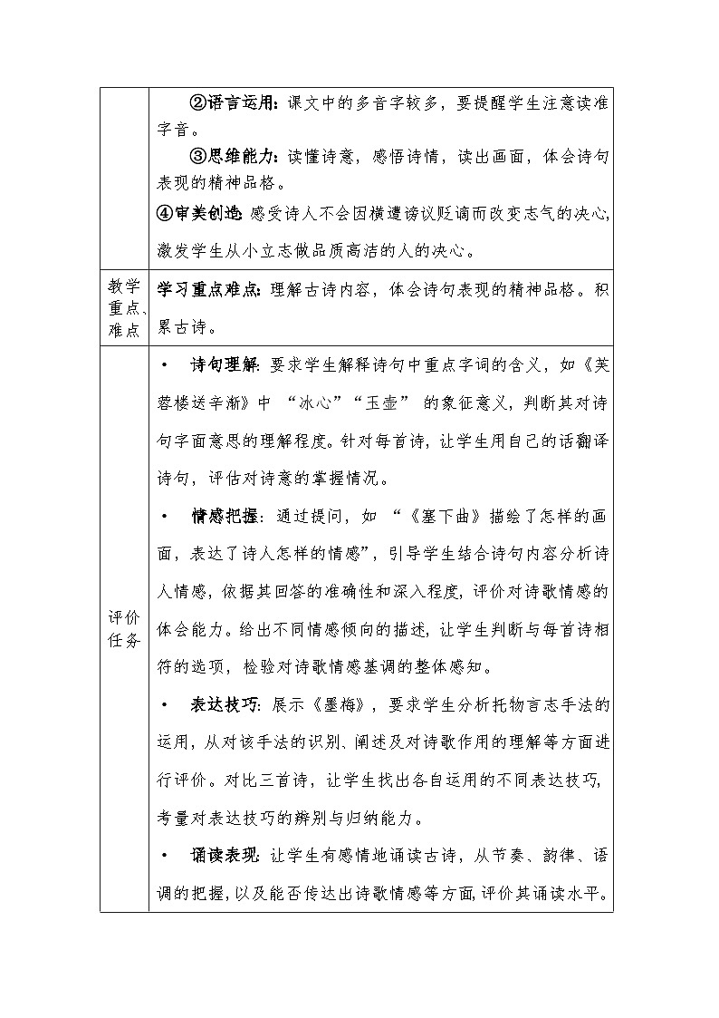 人教版语文四年级下册第七单元22. 古诗三首（第一课时）教学设计docx第2页