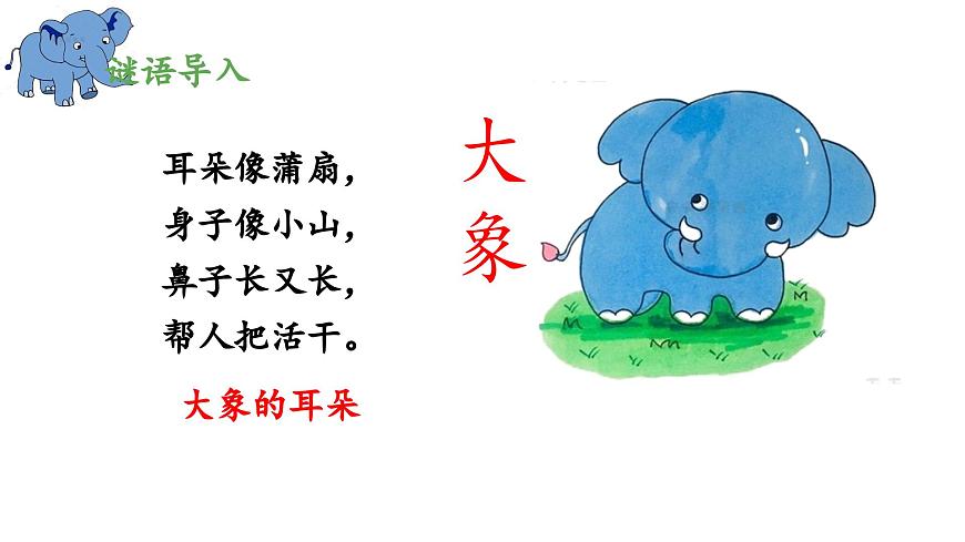 新统编版小学语文二下 课文6 19《大象的耳朵》 课件（第一课时）第3页