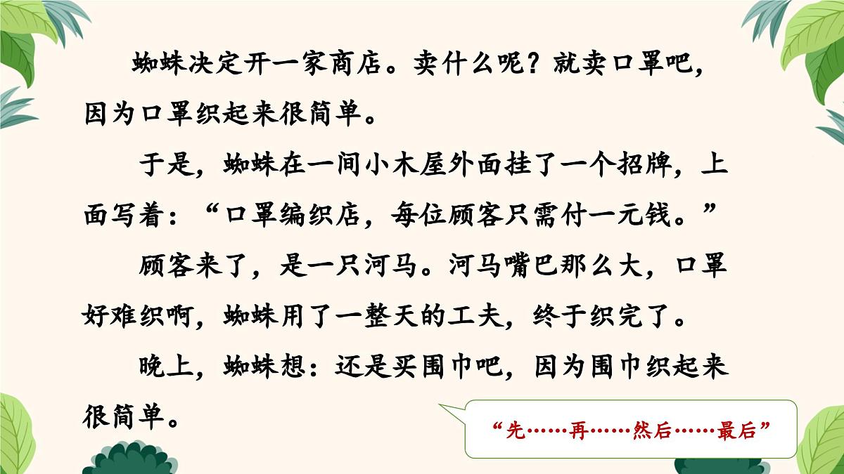 新统编版小学语文二下 课文6  20《蜘蛛开店》学习任务群教学课件第8页