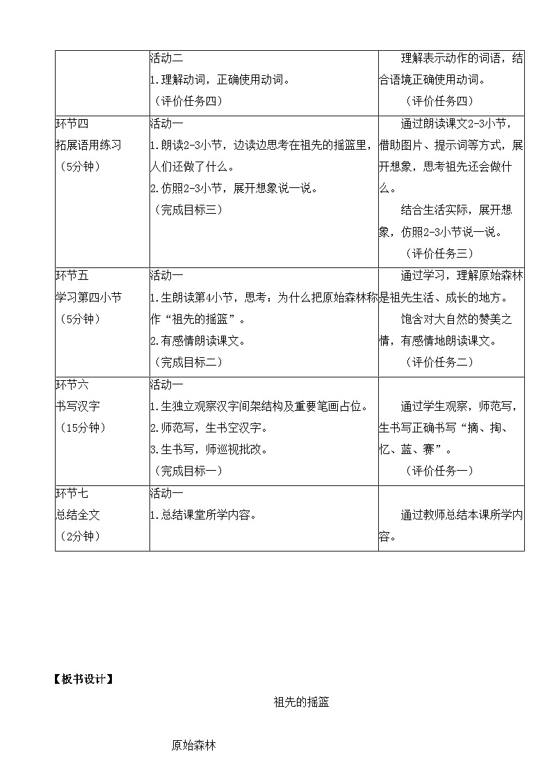 新人教统编小学语文二下 课文7 23《祖先的摇篮》基于标准的教学设计（第二课时）第3页