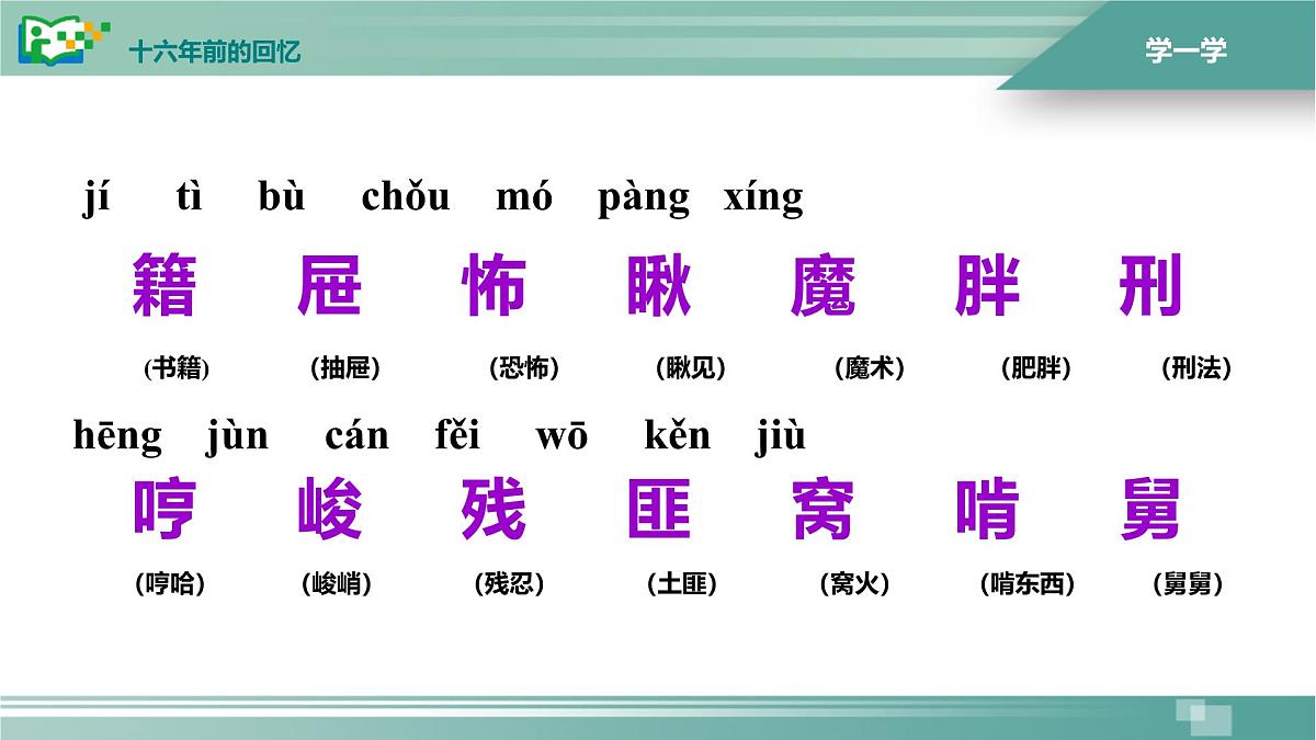 统编版（2024）六年级语文下册11十六年前的回忆课件ppt第6页