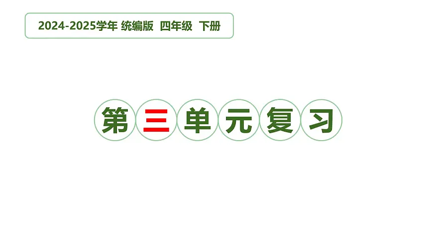 四年级语文下册 第三单元（复习课件）-2024-2025学年四年级语文下学期期中复习讲练测（统编版）第1页
