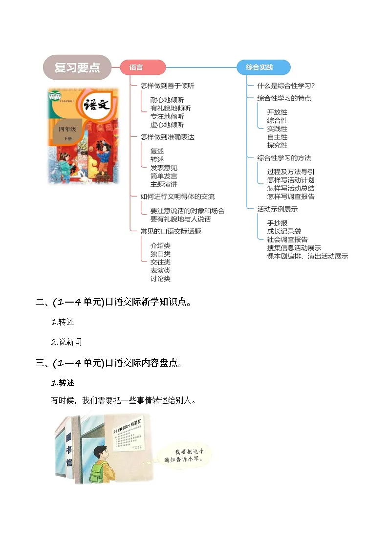 四年级语文下册期中复习 专题 09语言和综合实践（专项训练）2024-2025学年下学期（统编版）第2页