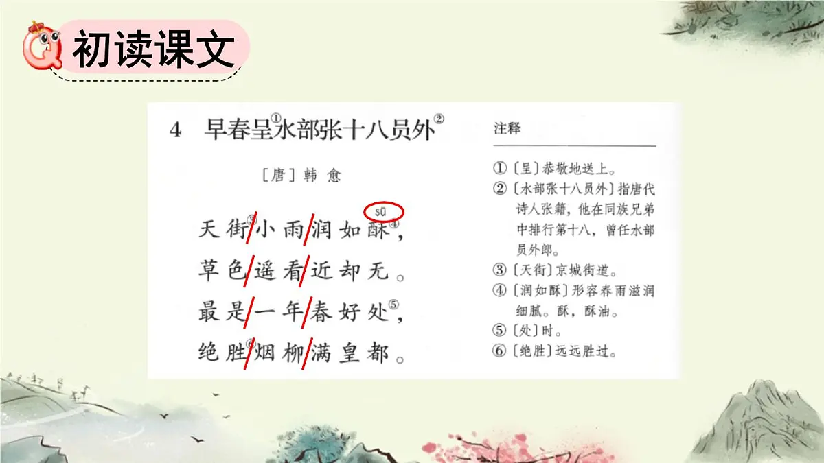 统编版（2024）六年级语文下册古诗词诵读-早春呈水部张十八员外课件第3页