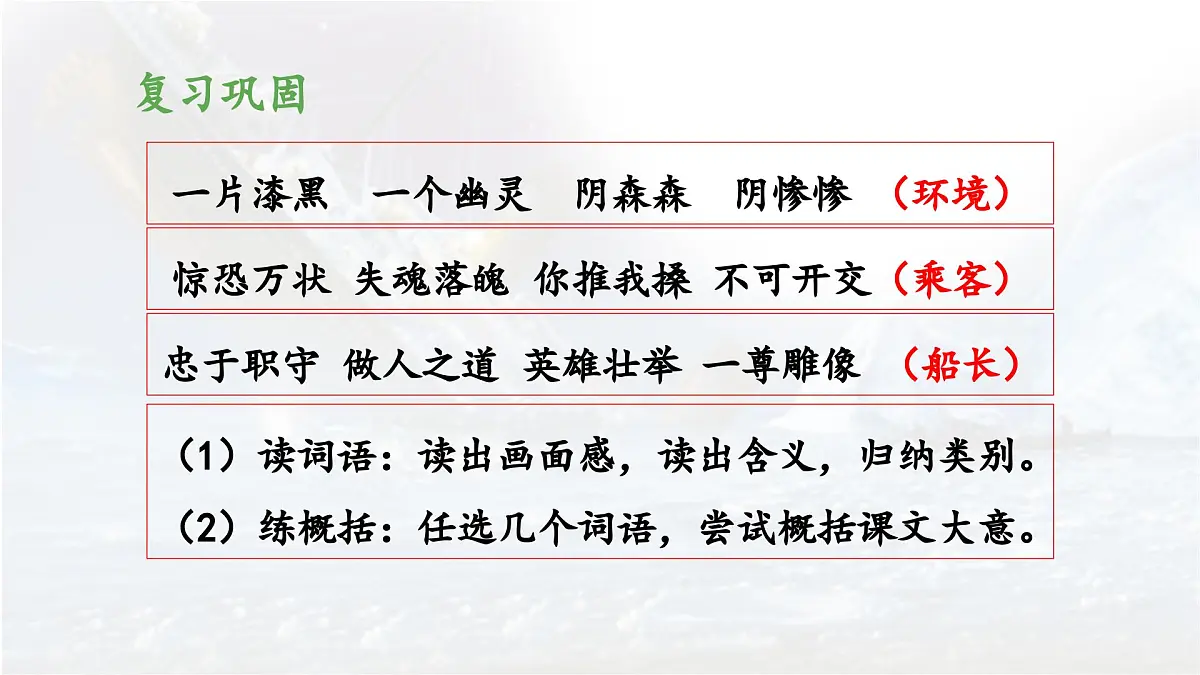 新统编版小学语文四下 7-24《“诺曼底号”遇难记》 课件（第二课时）第3页