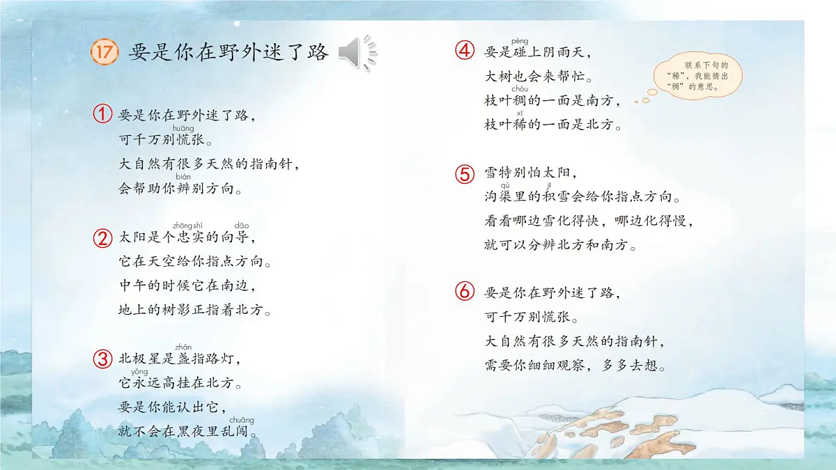 小学语文统编版（2024）二年级下册6.17 要是你在野外迷了路 课件第6页