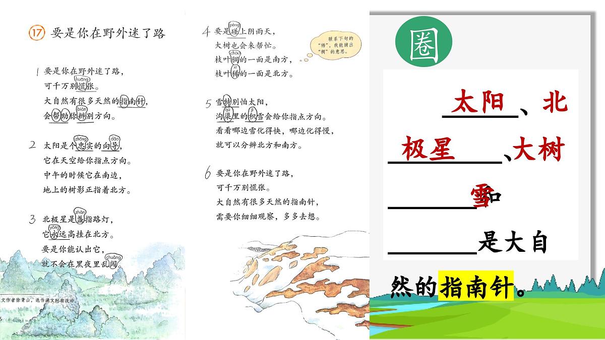 统编版语文二年级下册第17《要是你在野外迷了路》课件第6页