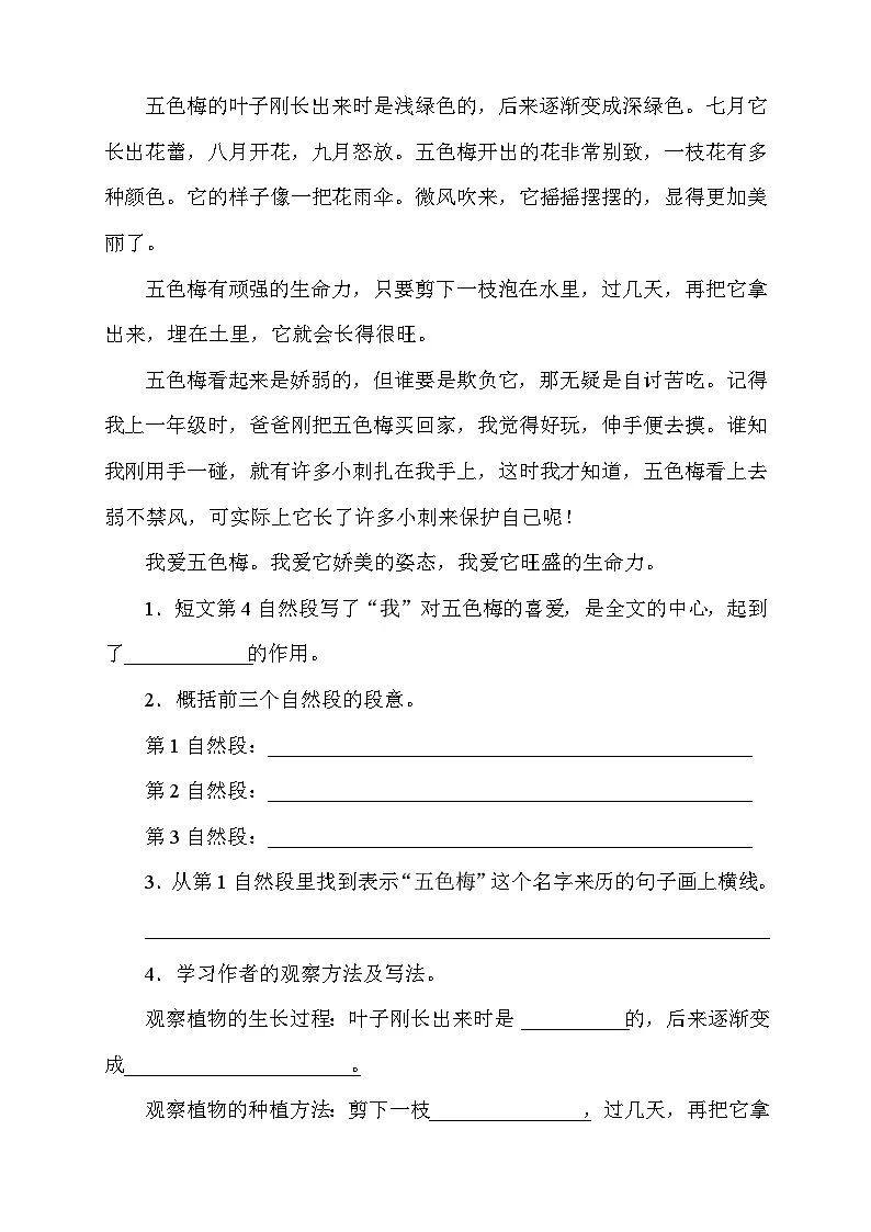 统编版语文三下课时分层作业-习作1. 我的植物朋友（含答案）第2页