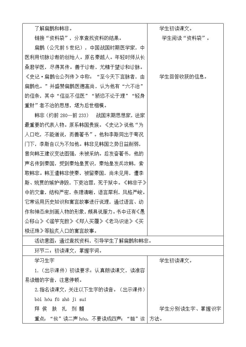 【大单元】统编版四上第八单元第6课时  27.故事二则  扁鹊治病  教学设计第2页