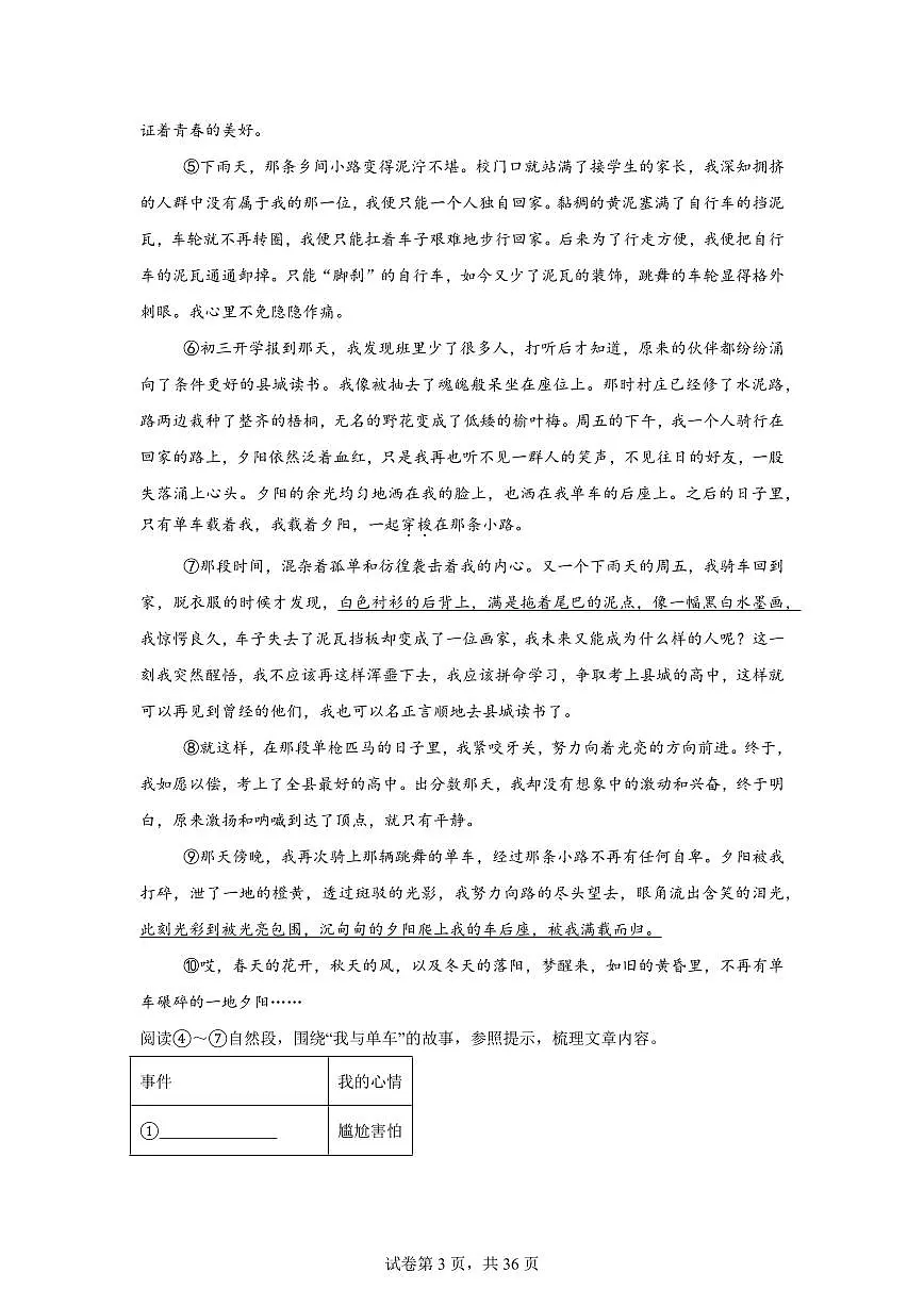 2025年六年级语文下册（小升初）语文2025年记叙文阅读—真题汇编（含答案）第3页