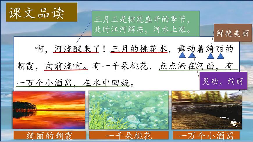 （结合语文作业本设计）统编版小学语文四年级下册4.三月桃花水课件一课时第7页