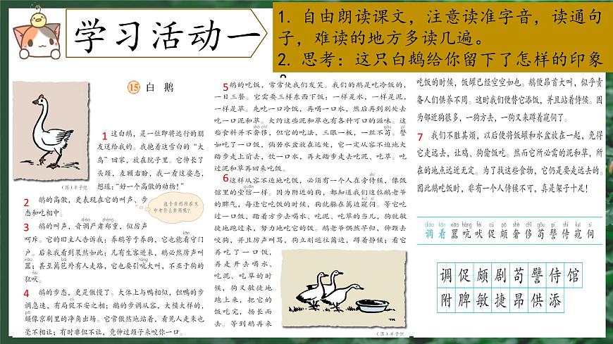 （结合语文作业本设计）统编版小学语文四年级下册15.白鹅课件两课时第4页