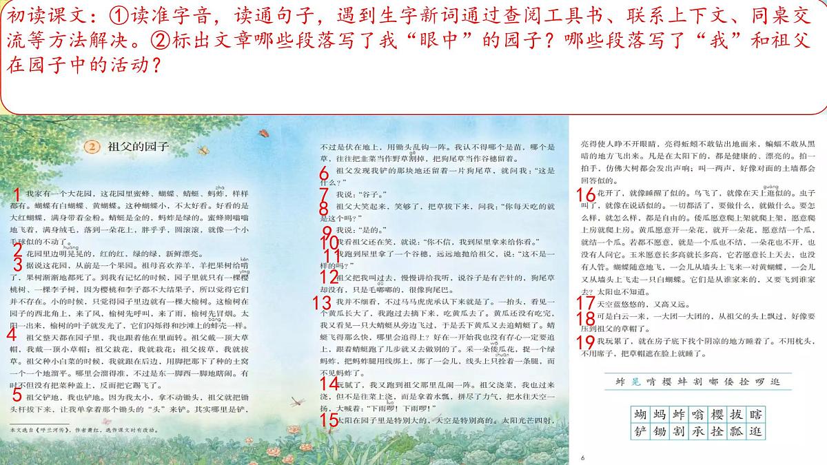 （结合语文   作业本设计）统编版小学语文五年级下册2.祖父的园子课件两课时第3页