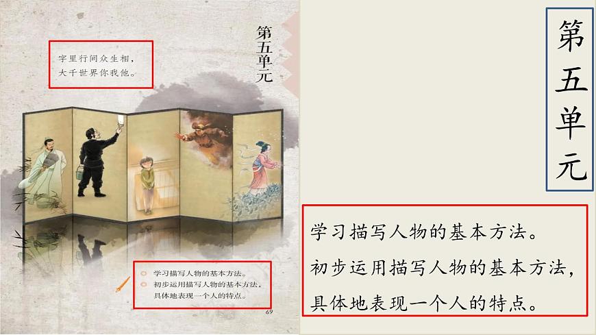 （结合语文   作业本设计）统编版小学语文五年级下册13.人物描写一组课件两课时第1页