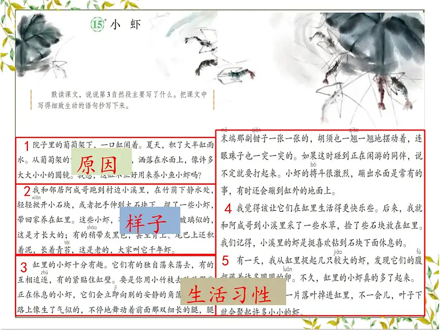 【教学评一体化设计】统编版小学语文三年级下册15.小虾课件一课时第5页