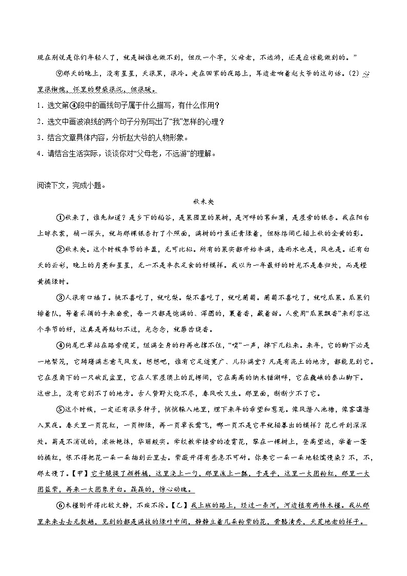 专题14 环境描写的作用专项练习第2页