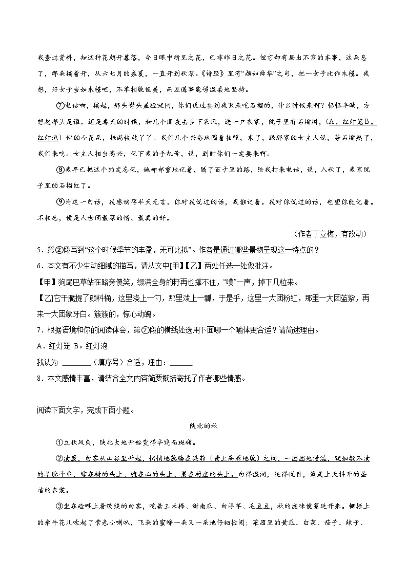 专题14 环境描写的作用专项练习第3页