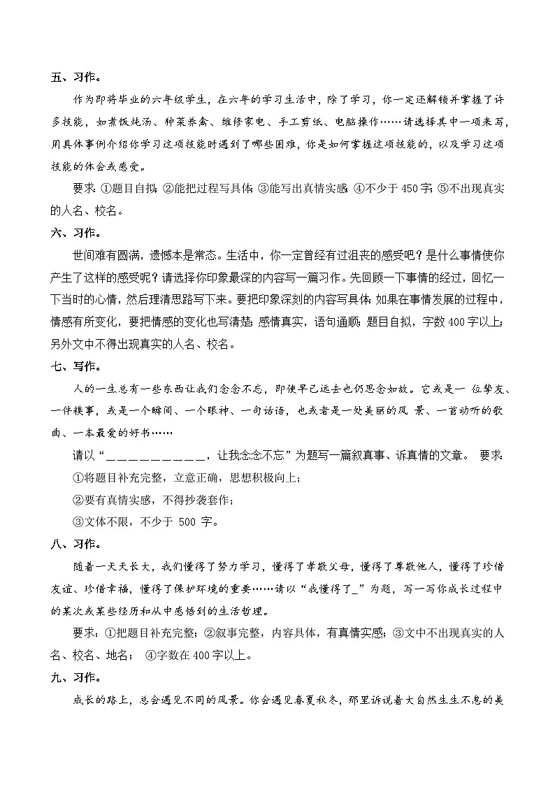 【复习篇】专项十三 写作-2025年小升初语文专项练习（原卷版）第2页
