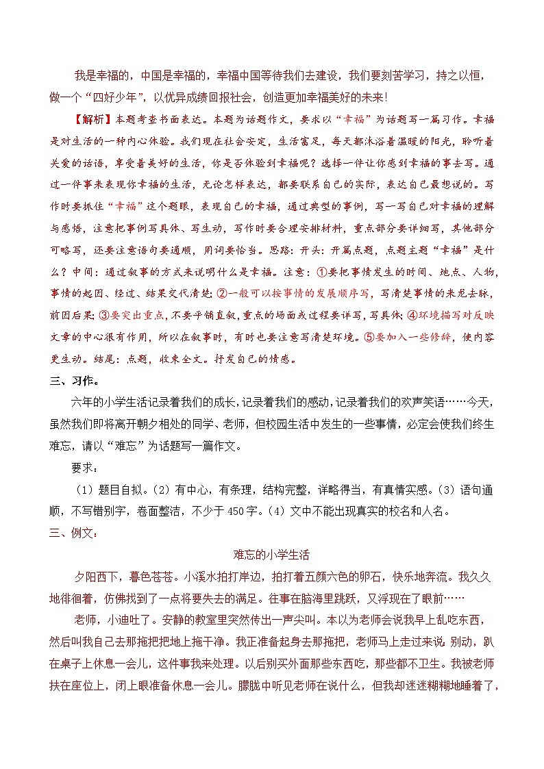 【复习篇】专项十三 写作-2025年小升初语文专项练习（解析版）第3页