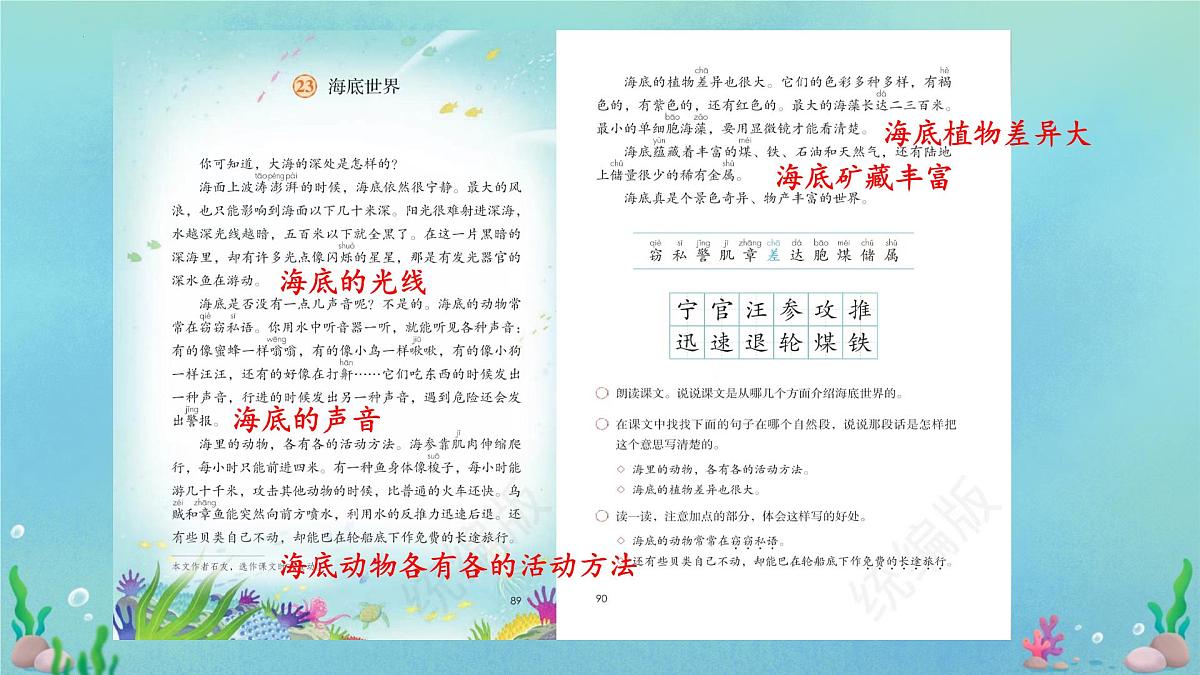 统编版语文三年级下册第23课《海底世界》课件第8页