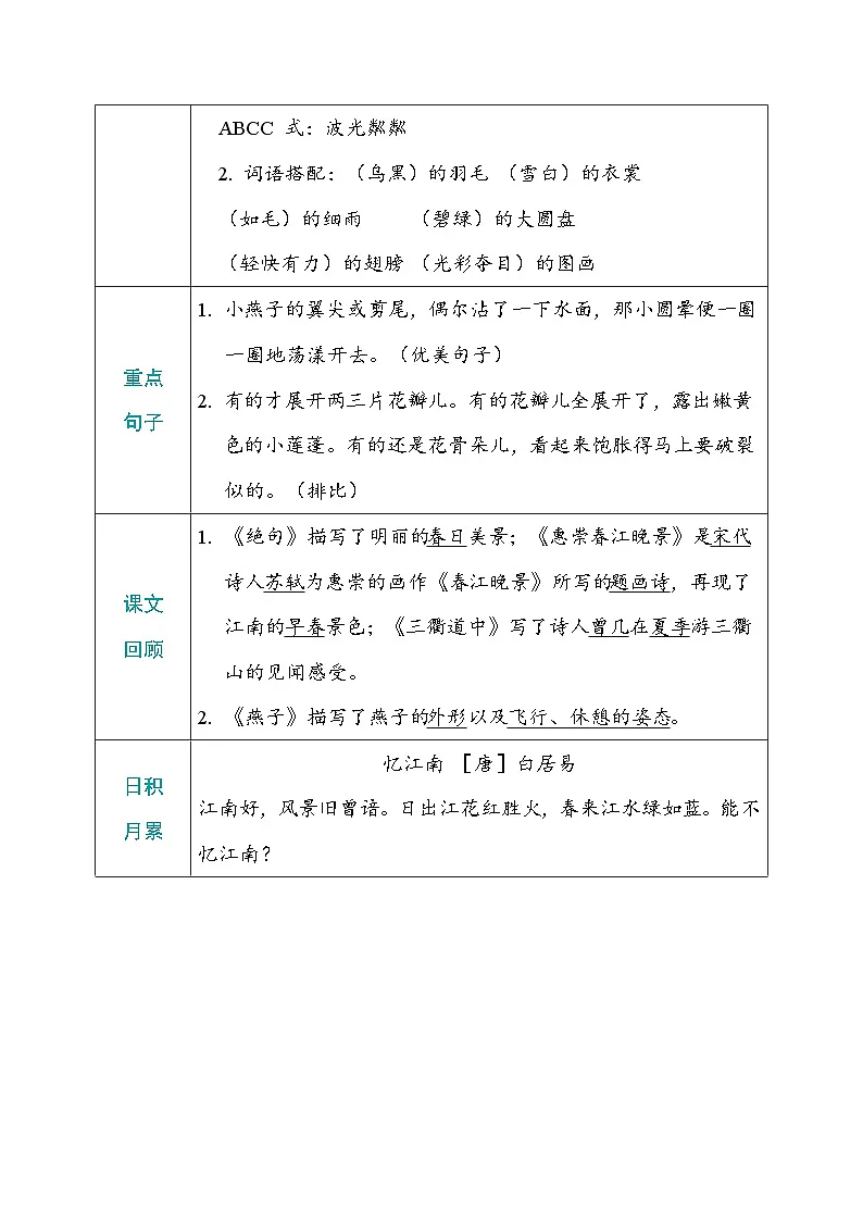 统编版三年级下册语文期末复习：1-8单元重点知识清单（分单元梳理） 学案第2页