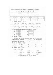广东省茂名市化州市2023-2024学年度第一学期二年级语文期中试卷（无答案）