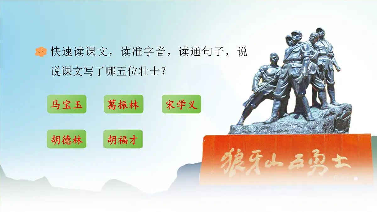 小学六年级语文上册教学课件6.《狼牙山五壮士》第6页