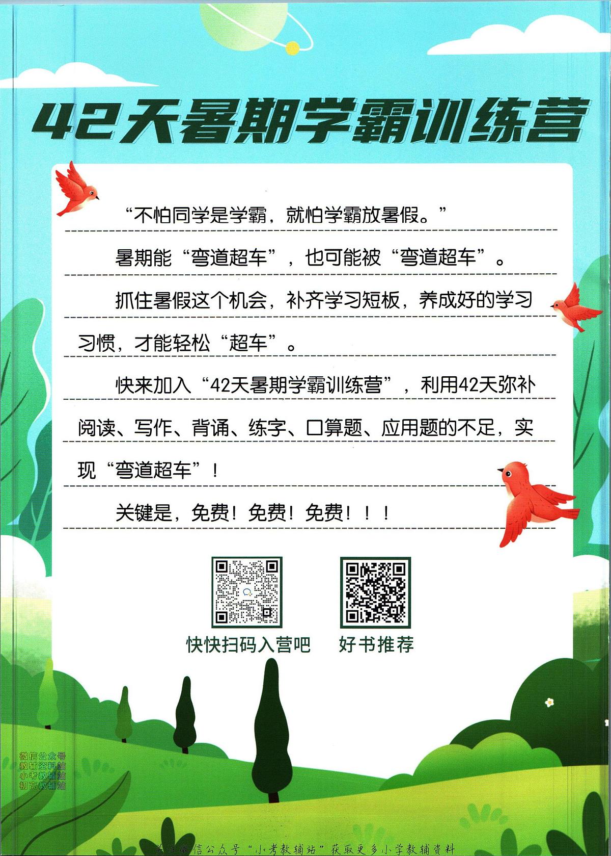 暑假作业暑假作文三年级下学期衔接语文复习期末试卷语文第2页