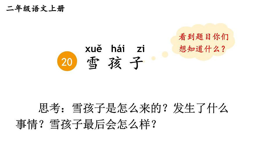 小学语文新部编版二年级上册第七单元20 雪孩子教学课件（2025秋）第4页
