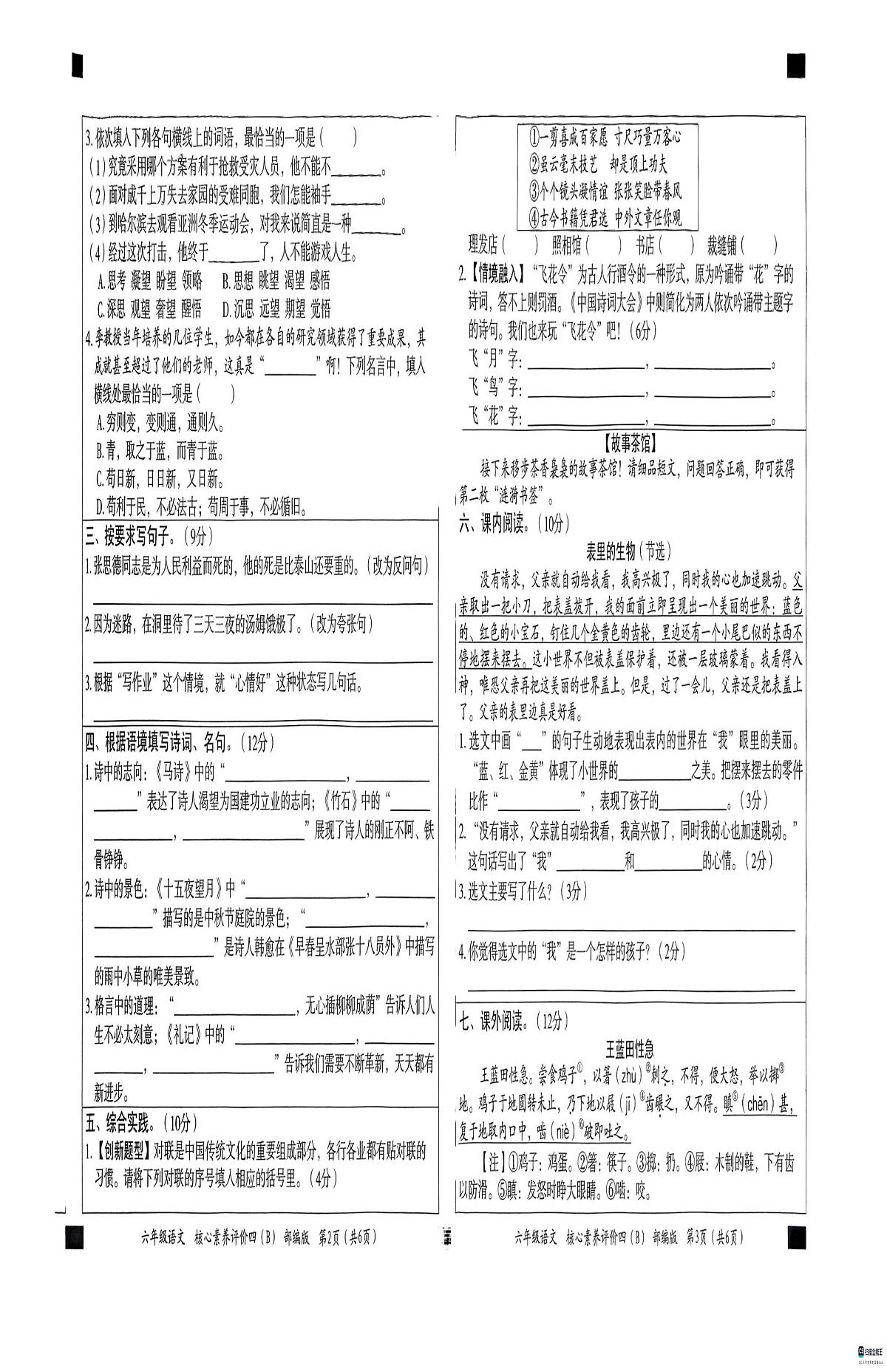 河北省邢台市信都区胜利小学等五校联考2024-2025学年六年级下学期6月期末语文试题第2页