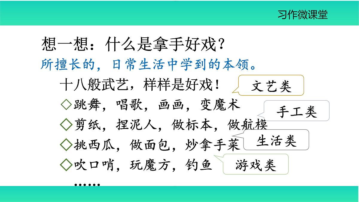 统编版六年级上册语文第七单元习作：《我的拿手好戏》课件(共4第4页