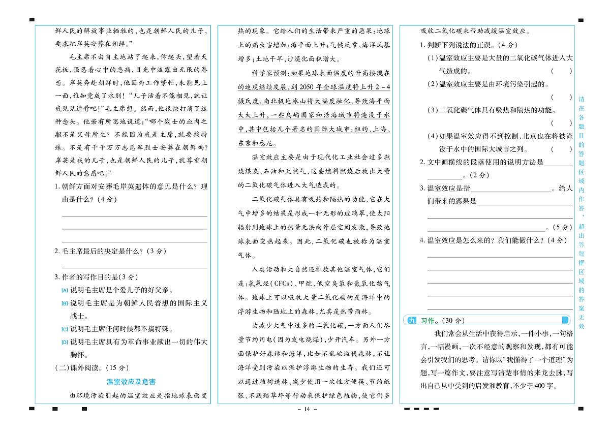 2025年人教版语文（期末彩卷）五年级下学期期末模拟试卷及其答案第2页