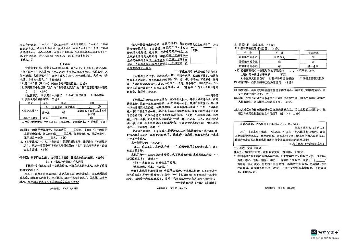 广西壮族自治区贺州市八步区2024-2025学年六年级下学期6月期末语文试题第2页