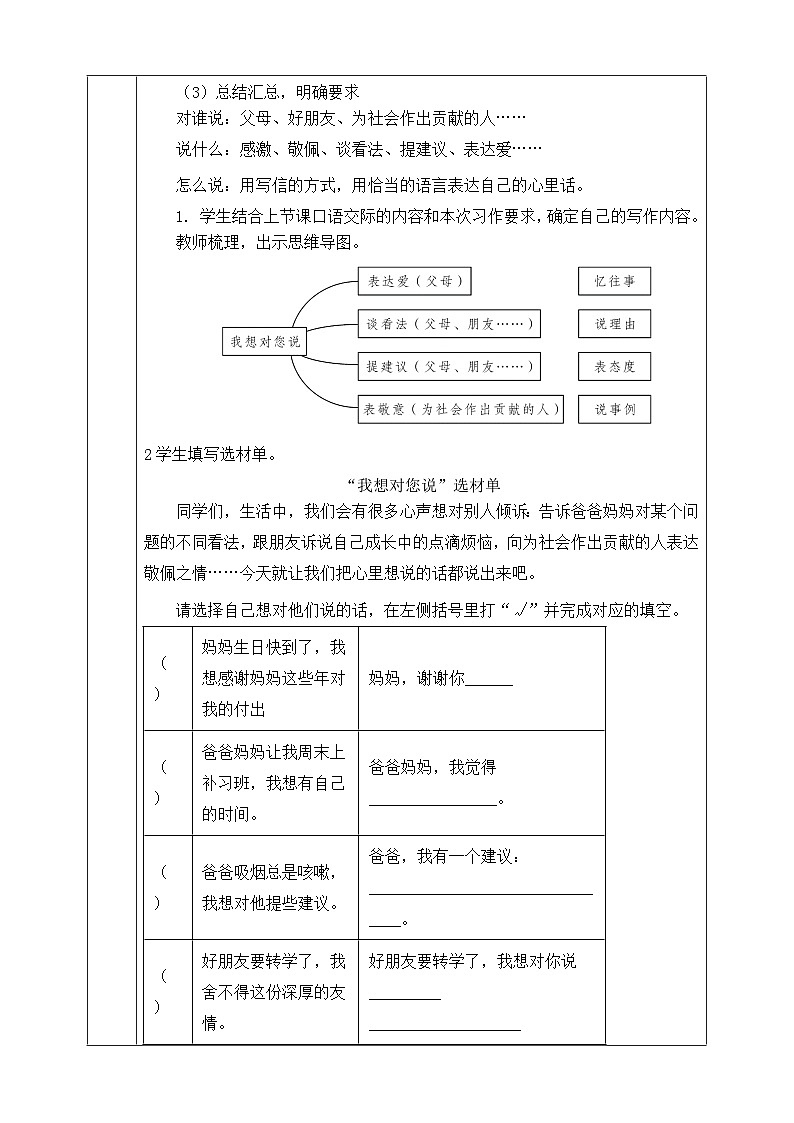 人教部编版语文五上第六单元《习作：我想对您说》教案第2页