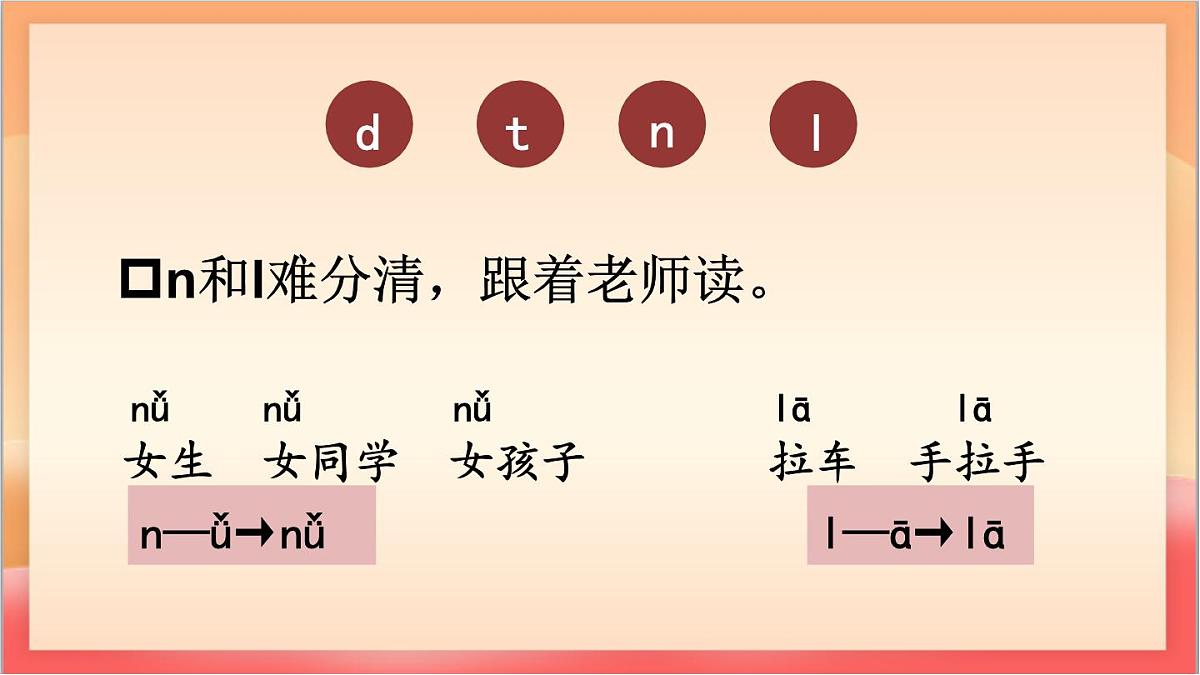 统编版（2024）语文一上 汉语拼音4《 d t n l 》课件第7页