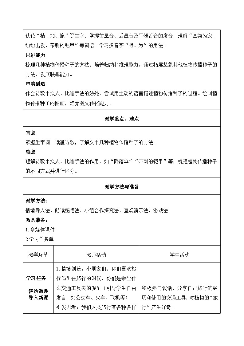 3 植物妈妈有办法（教学设计）第2页