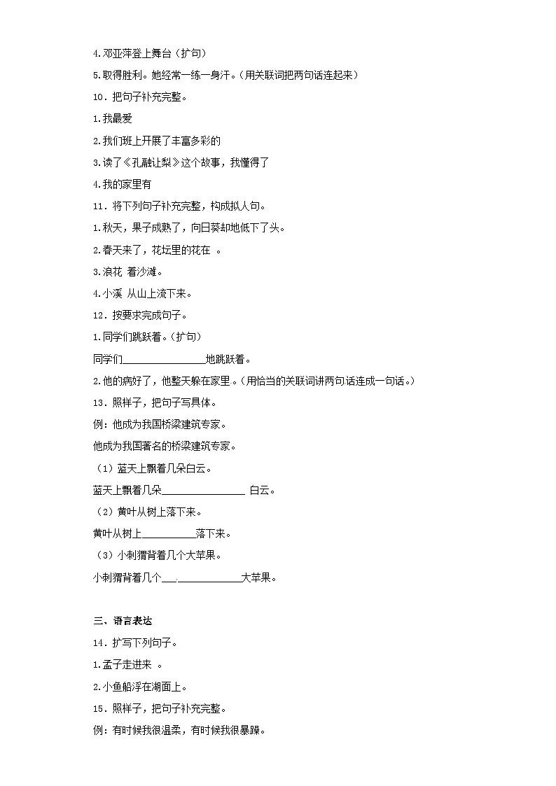 2025六年级小升初语文专项训练（基础知识二）-4.扩句、缩句（24P 详细解析）第3页