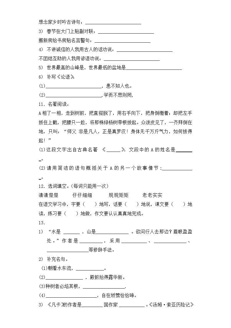 2025六年级小升初语文专项训练-总复习2（26P 详细解析）第3页