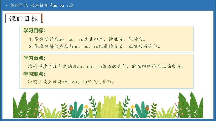 【任务型备课】统编版语文一上-汉语拼音11. ao ou iu（第1课时）（课件）第5页